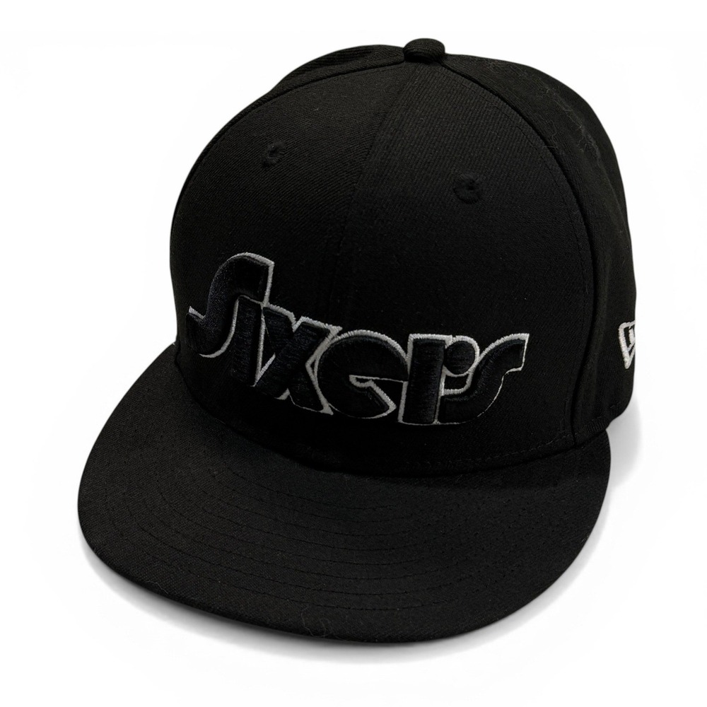 New Era 59FIFTY Philadelphia 76ers Hat Black Silver NBA 75th‎ Anniversary 6 7/8